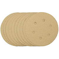 Draper  Gold Sanding Discs with Hook & Loop, 150mm, 180 Grit (Pack of 10) 64240