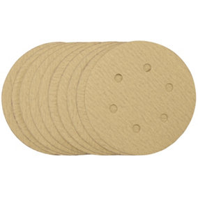 Draper  Gold Sanding Discs with Hook & Loop, 150mm, 180 Grit (Pack of 10) 64240