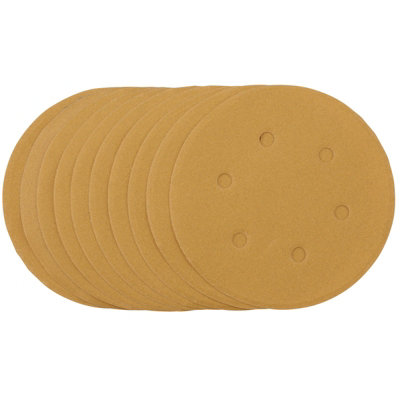 Draper  Gold Sanding Discs with Hook & Loop, 150mm, 240 Grit (Pack of 10) 64257