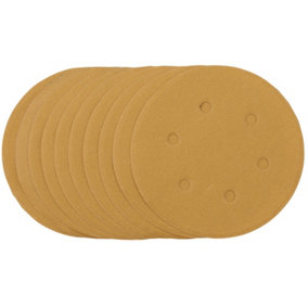 Draper  Gold Sanding Discs with Hook & Loop, 150mm, 240 Grit (Pack of 10) 64257