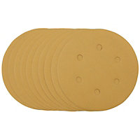 Draper  Gold Sanding Discs with Hook & Loop, 150mm, 320 Grit (Pack of 10) 64265
