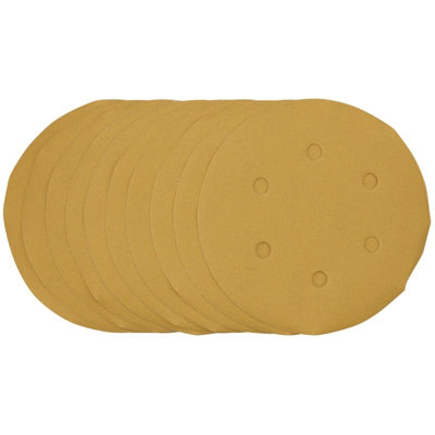 Draper  Gold Sanding Discs with Hook & Loop, 150mm, 400 Grit (Pack of 10) 64282