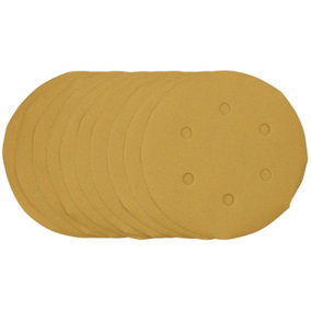 Draper  Gold Sanding Discs with Hook & Loop, 150mm, 400 Grit (Pack of 10) 64282