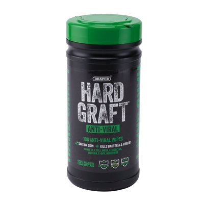 Draper Hard Graft Anti-Viral Wipes (Tub of 100) 12437