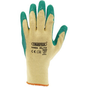 Draper Heavy Duty Latex Coated Work Gloves, Extra Large, Green 82604