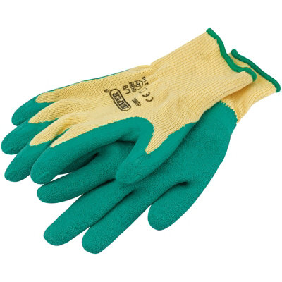 Draper Heavy Duty Latex Coated Work Gloves, Large, Green  82603