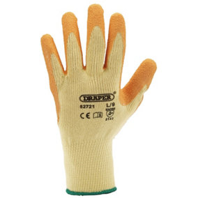 Draper Heavy Duty Latex Coated Work Gloves, Large, Orange 82721