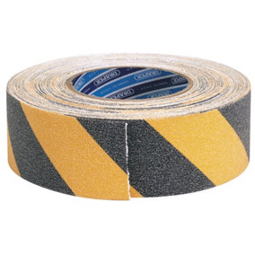 Draper  Heavy Duty Safety Grip Tape Roll, 18m x 50mm, Black and Yellow 65440