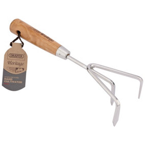 Draper Heritage Stainless Steel Hand Cultivator with Ash Handle 99026