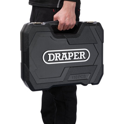 Draper HI-TORQ 110 Piece Metric Socket And Bit Set 1/4 And 1/2 Sq Dr ...