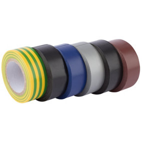 Draper  Insulation Tape, 10m x 19mm, Mixed Colours (Pack of 6) 90086