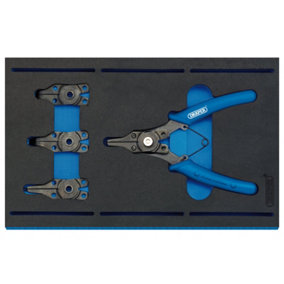 Draper Interchangeable Circlip Plier Set in 1/4 Drawer EVA Insert Tray (5 Piece) 63196