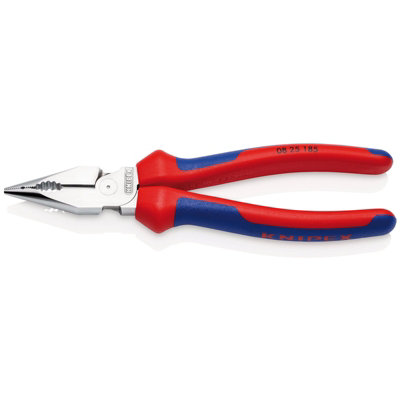 Draper KNIPEX 08 25 185 SB Needle-Nose Combination Pliers with multi-component grips chrome-plated, 185mm 13181