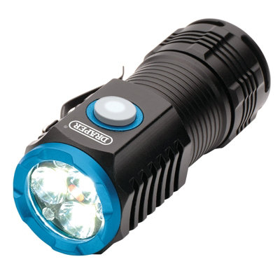 Draper LED Rechargeable Pocket Torch, 3 x 8W, 1800 Lumens, USB-C Cable Supplied 24258