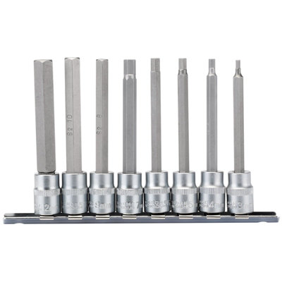 Draper Long Metric Hex. Socket Bit Set, 3/8" Sq. Dr., 100mm (8 Piece) 16286
