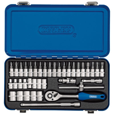 Draper Metric Socket Set in Metal Case, 1/4" Sq. Dr. (38 Piece) 16366