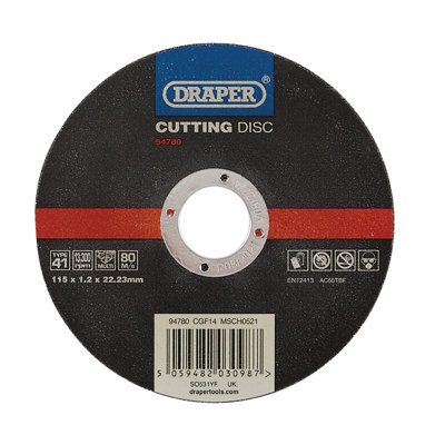 Draper MultiPurpose Cutting Disc, 115 x 1.2 x 22.23mm 94780 DIY at B&Q