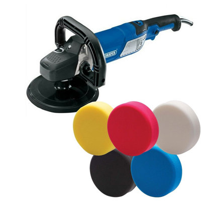 Draper Polisher Car Van Boat Buffer 180mm Pad Size 3m Cable and 5 Sponges 56680