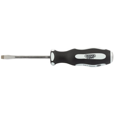 Draper 'Pound Thru' Plain Slot Soft Grip Screwdriver, 5.5 x 75mm 35176