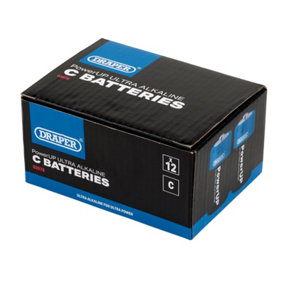 Draper PowerUP Ultra Alkaline C Batteries (Pack of 12) 03978