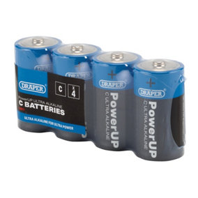 Draper PowerUP Ultra Alkaline C Batteries (Pack of 4) 03977