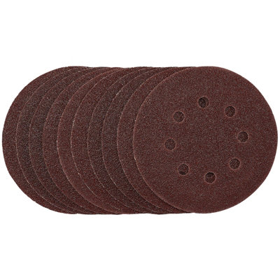 Draper  Punched Sanding Discs, 125mm, Hook & Loop, 40 Grit, (Pack of 10) 54392