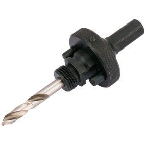 Draper Quick Release Hex. Shank Holesaw Arbor with HSS Pilot Drill for Holesaws 32 - 210mm, 7/16" Thread 56402
