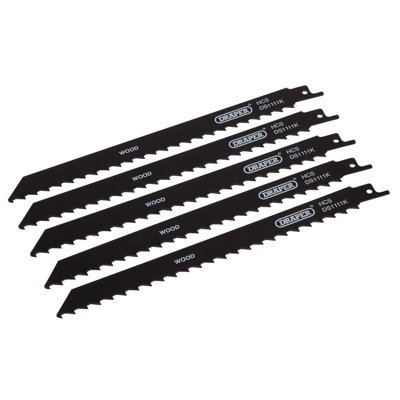 Draper  Reciprocating Saw Blades for Wood and Plastic Cutting, 225mm, 3tpi (Pack of 5) 38589