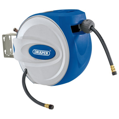 12m Retractable PU Air Hose Reel - 1/4 BSP Inlet - Double Braided 6.5mm  Hose