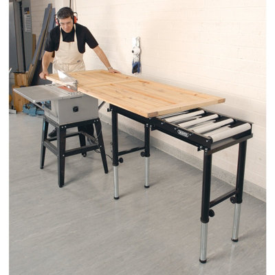 Draper Roller Table, 375mm, Four Adjustable Legs, Supports Long Workpieces