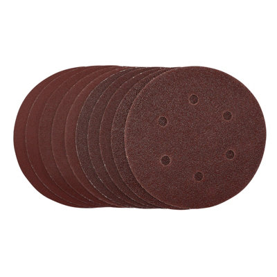 Draper  Sanding Discs, 150mm, Hook & Loop, Assorted Grit, (Pack of 10) 55069