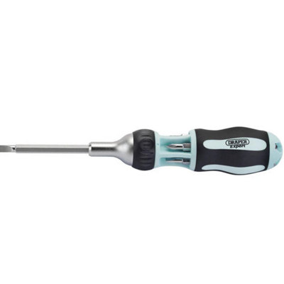 Draper Soft Grip 7 in 1 Ratcheting Screwdriver and Bit Set 83721