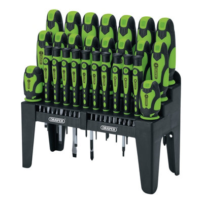 Draper  Soft Grip Screwdriver and Bit Set, Green (47 Piece) 16760