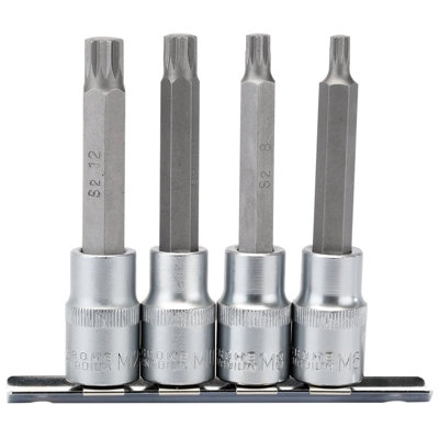 Draper Spline Socket Bit Set, 1/2" Sq. Dr. (4 Piece) 16350