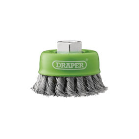 Draper Stainless-Steel Twist-Knot Wire Cup Brush, 75mm, M14 08054