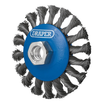 Draper Steel Bevelled Twist-Knot Wire Wheel Brush, 100mm, M14 08062
