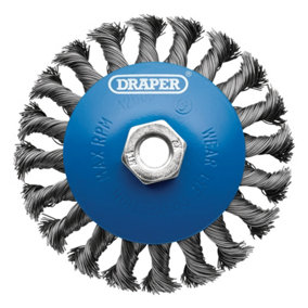 Draper Steel Bevelled Twist-Knot Wire Wheel Brush, 115mm, M14 08063
