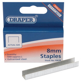 Draper  Steel Staples, 8 x 10mm (Pack of 1000) 10639