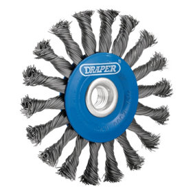 Draper Steel Twist-Knot Flat Wire Wheel Brush, 115mm, M14 08058