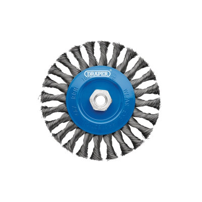 Draper Steel Twist-Knot Flat Wire Wheel Brush, 150mm, M14 08059