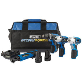 Draper Storm Force 10.8V Power Interchange 4 Piece Kit, 2 x 1.5Ah Batteries, 1 x Charger, 1 x Bag 93446