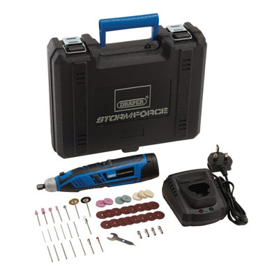 Draper Storm Force 10.8V Power Interchange Rotary Multi-Tool Kit, 1 x 1.5Ah Battery, 1 x Fast Charger (50 Piece) 07849