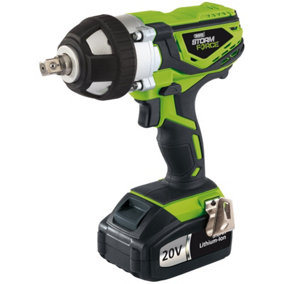 Draper Storm Force 20V Cordless Impact Wrench, 1/2" Sq. Dr., 400Nm, 1 x 3.0Ah Battery 01031