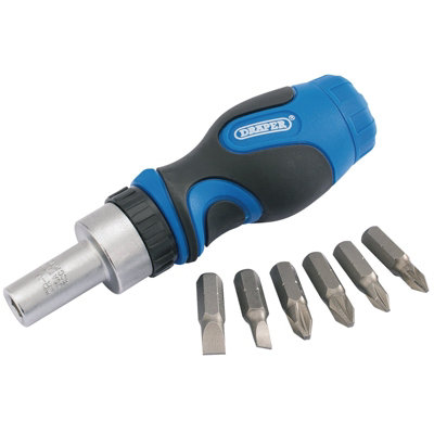 Draper Stubby Ratchet Screwdriver and Bit Set (7 Piece) 01050