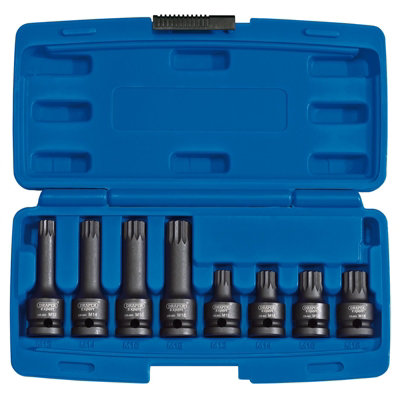 Draper Tamper Proof Impact Spline Set, 1/2" Sq. Dr. (8 Piece) 49460