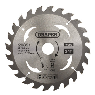 Draper  TCT Circular Saw Blade for Wood, 185 x 25.4mm, 24T  20891