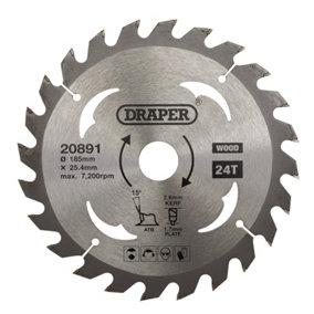 Draper  TCT Circular Saw Blade for Wood, 185 x 25.4mm, 24T  20891