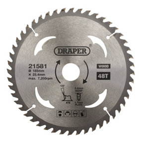 Draper  TCT Circular Saw Blade for Wood, 185 x 25.4mm, 48T  21581