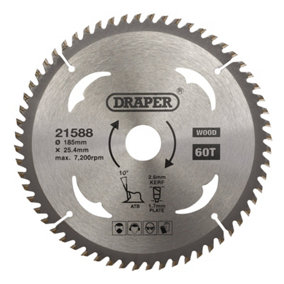 Draper  TCT Circular Saw Blade for Wood, 185 x 25.4mm, 60T  21588