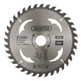 Draper  TCT Circular Saw Blade for Wood, 210 x 30mm, 36T  21660